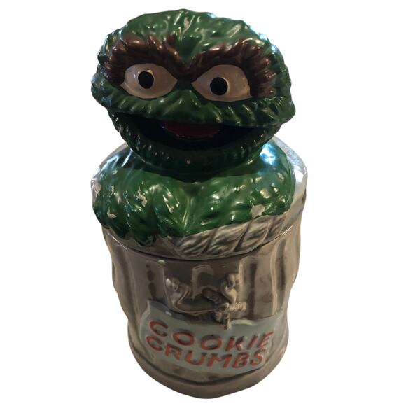 Vintage 70’s Oscar The Grouch Emerging From His Trash Can Cookie Jar
